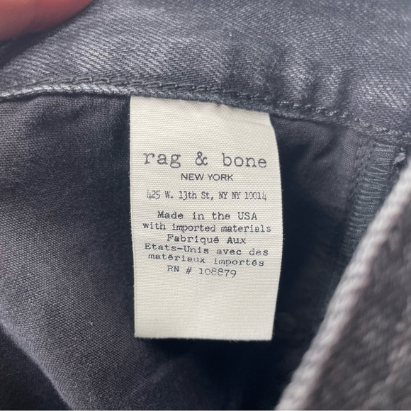 rag & bone 2 tone crop Jeans size 28 black frayed distressed - Picture 11 of 12